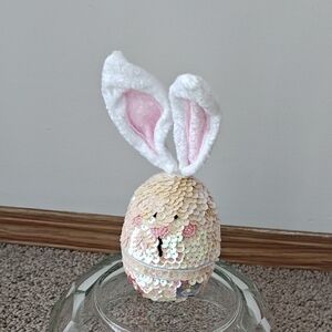 Sequin Bunny Egg with Fluffy Ears